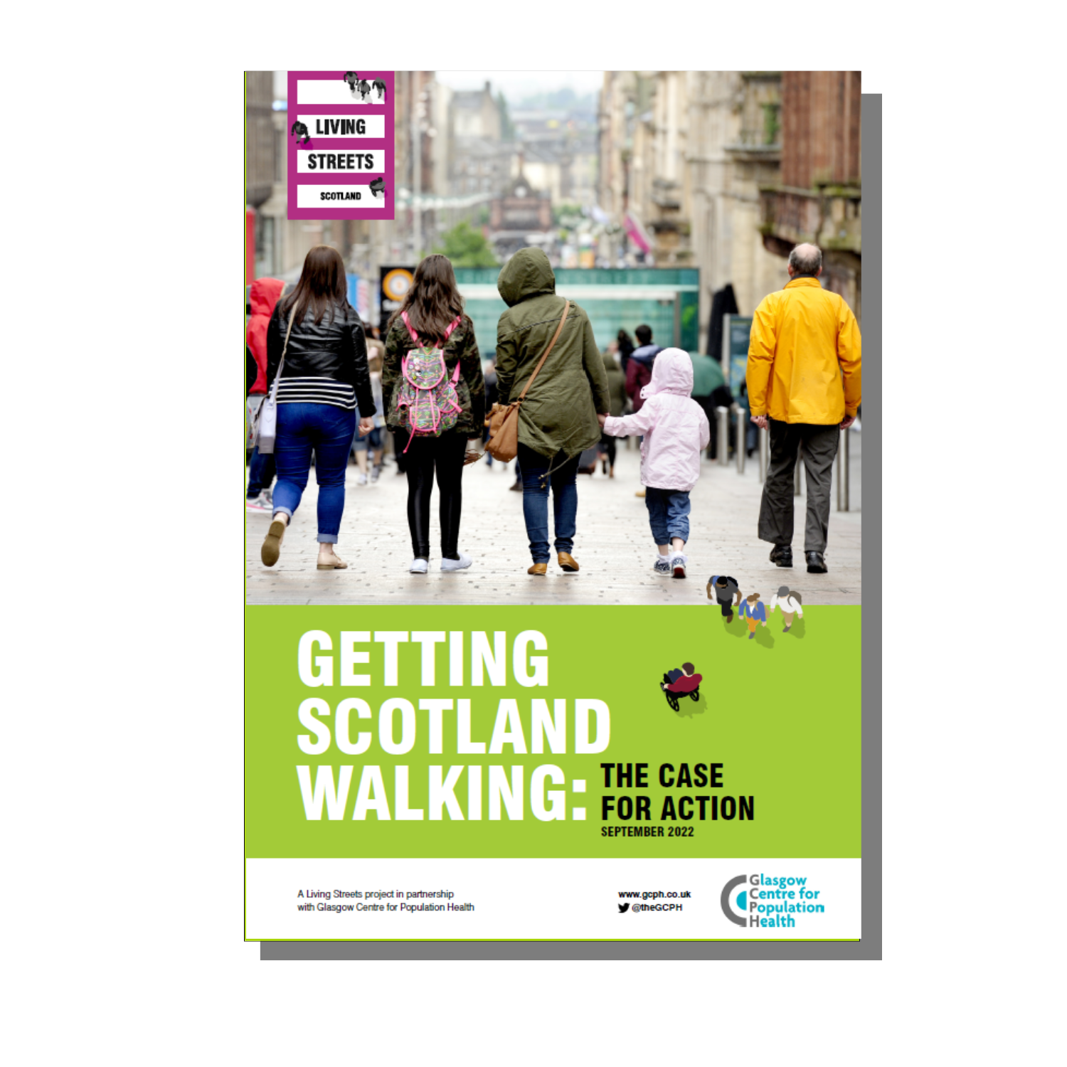 Cover of report: image of a family walking away from the camera down a high street