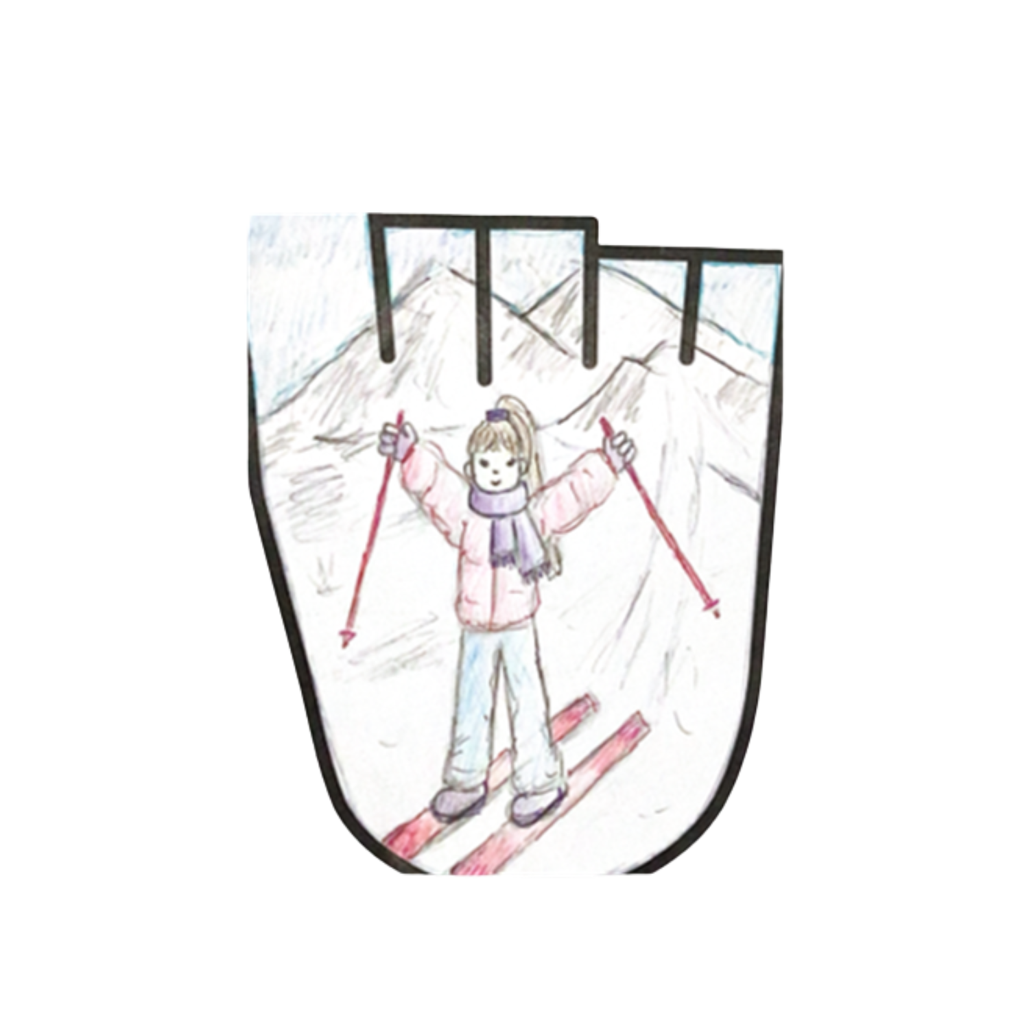 A CHILD'S DRAWING OF SOMEONE SKIING