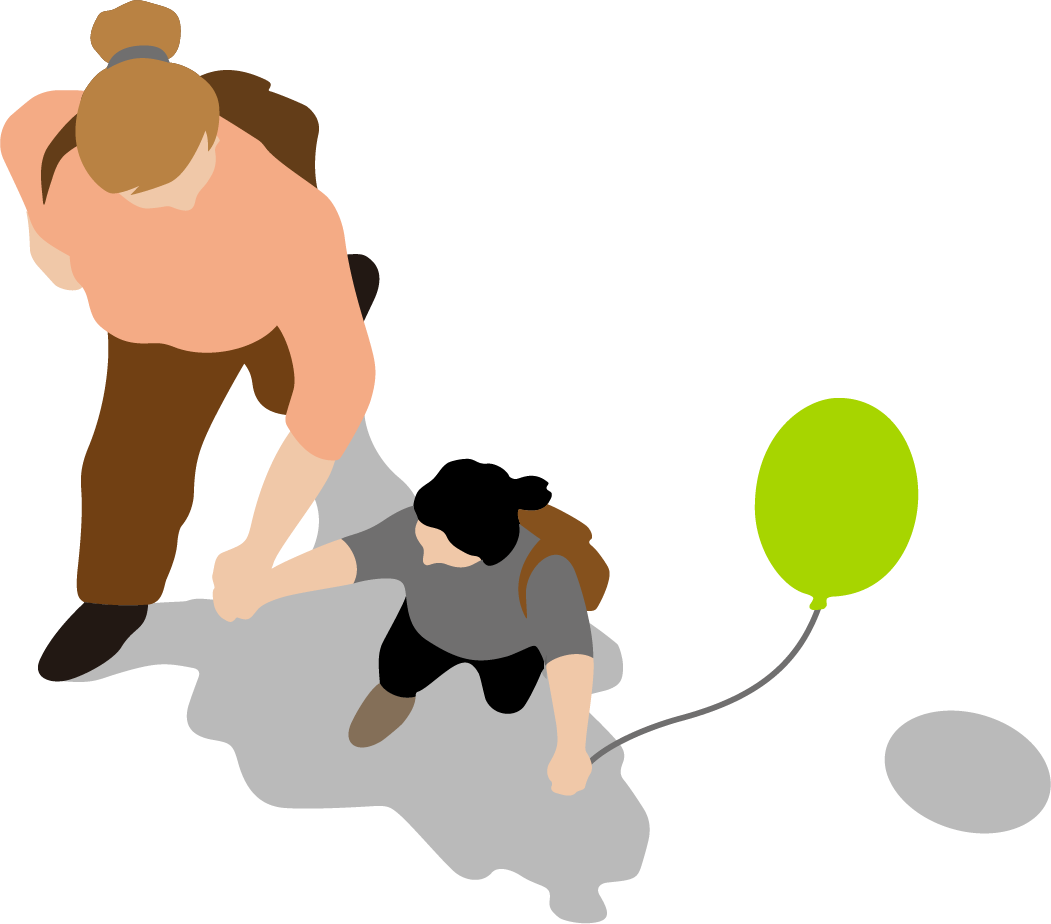 Graphic of a child with a balloon