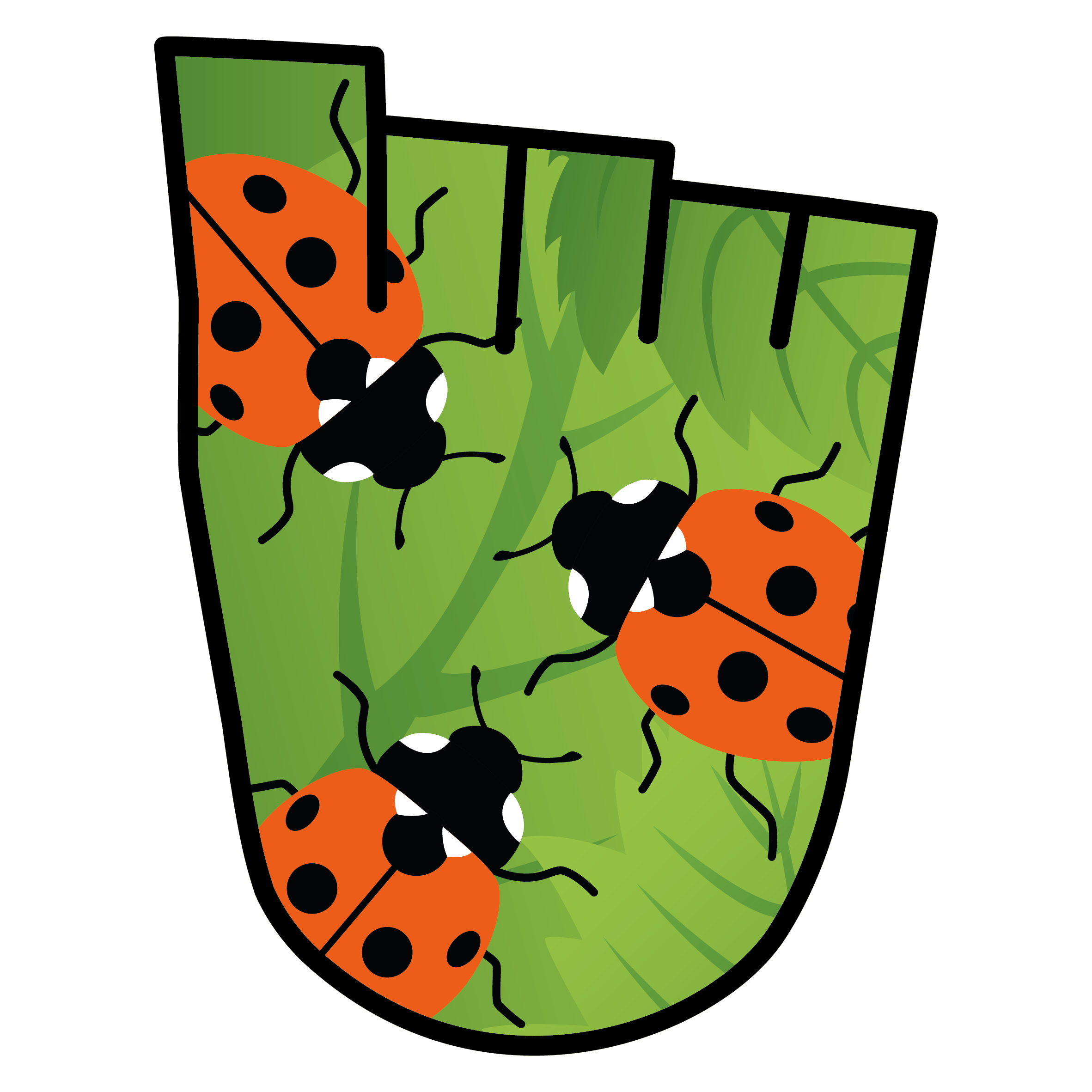 WOW Badge featuring three ladybirds on a leaf