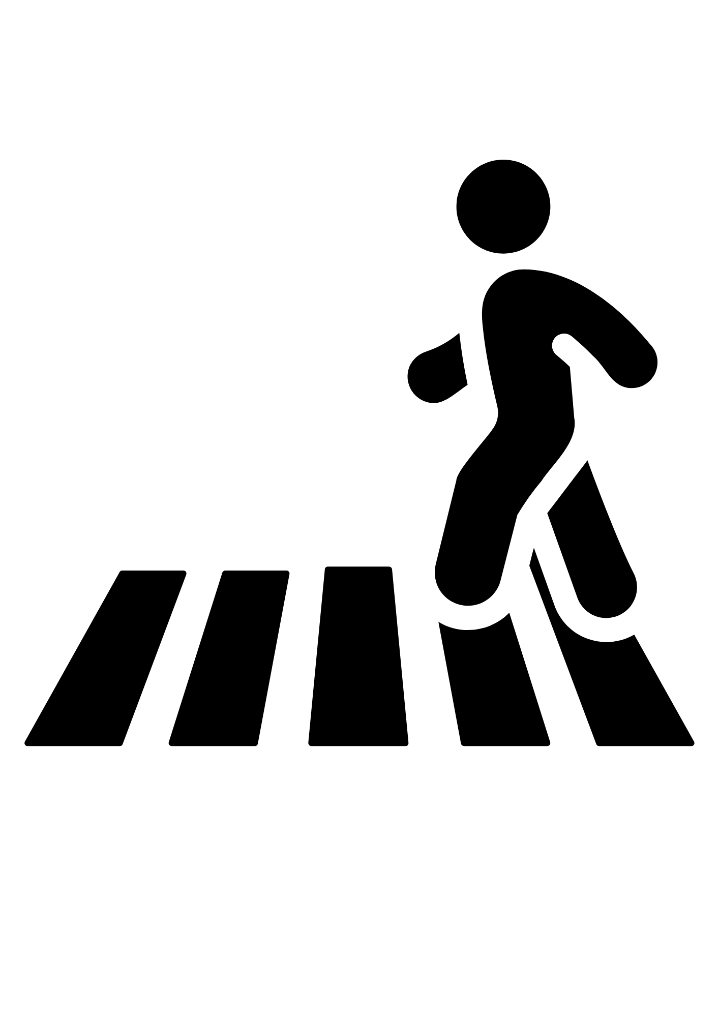 A figure walks across a zebra crossing
