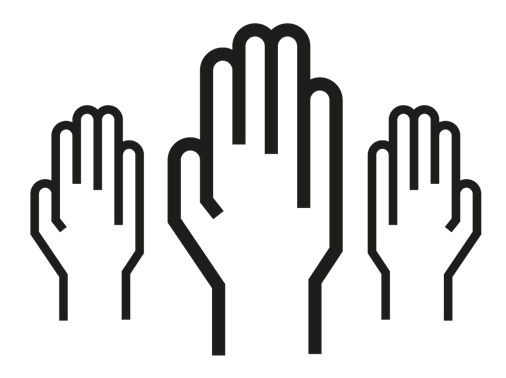 Graphic of hands up