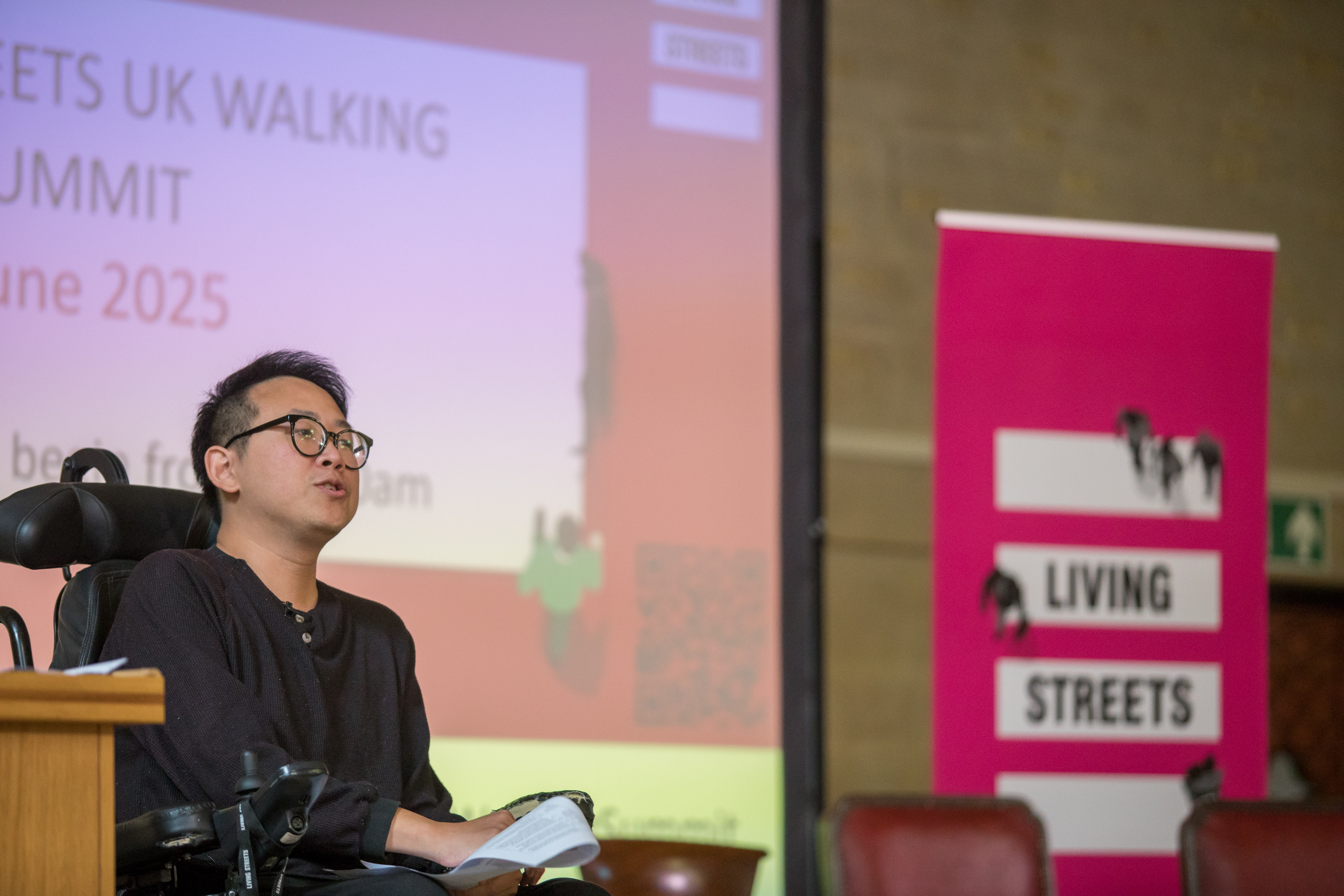 James Lee addresses the room at the UK Walking Summit