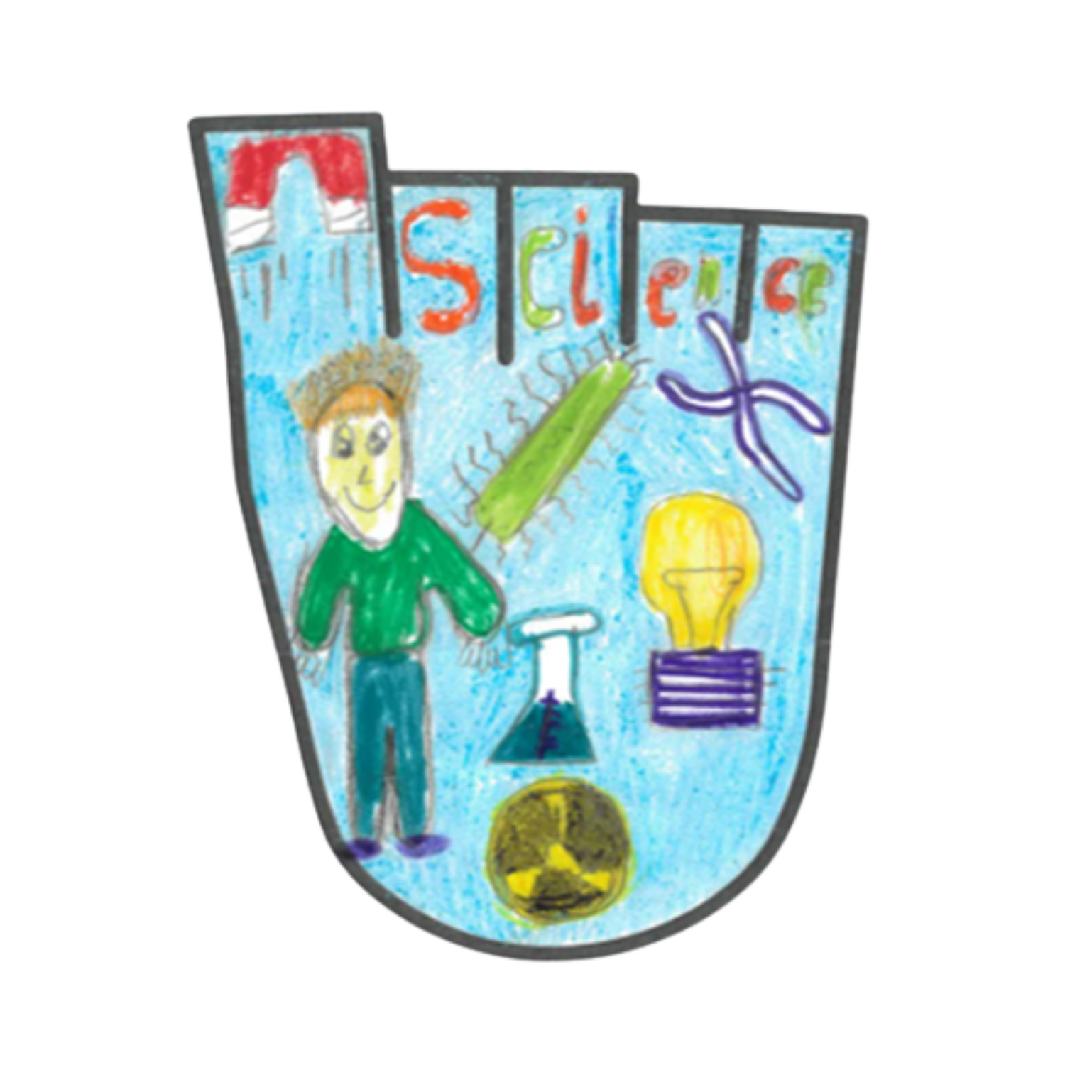 A child's drawing of a science class