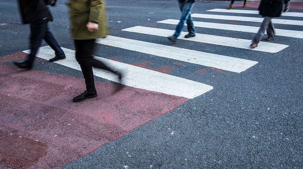 Pedestrians on a zebra crossing
