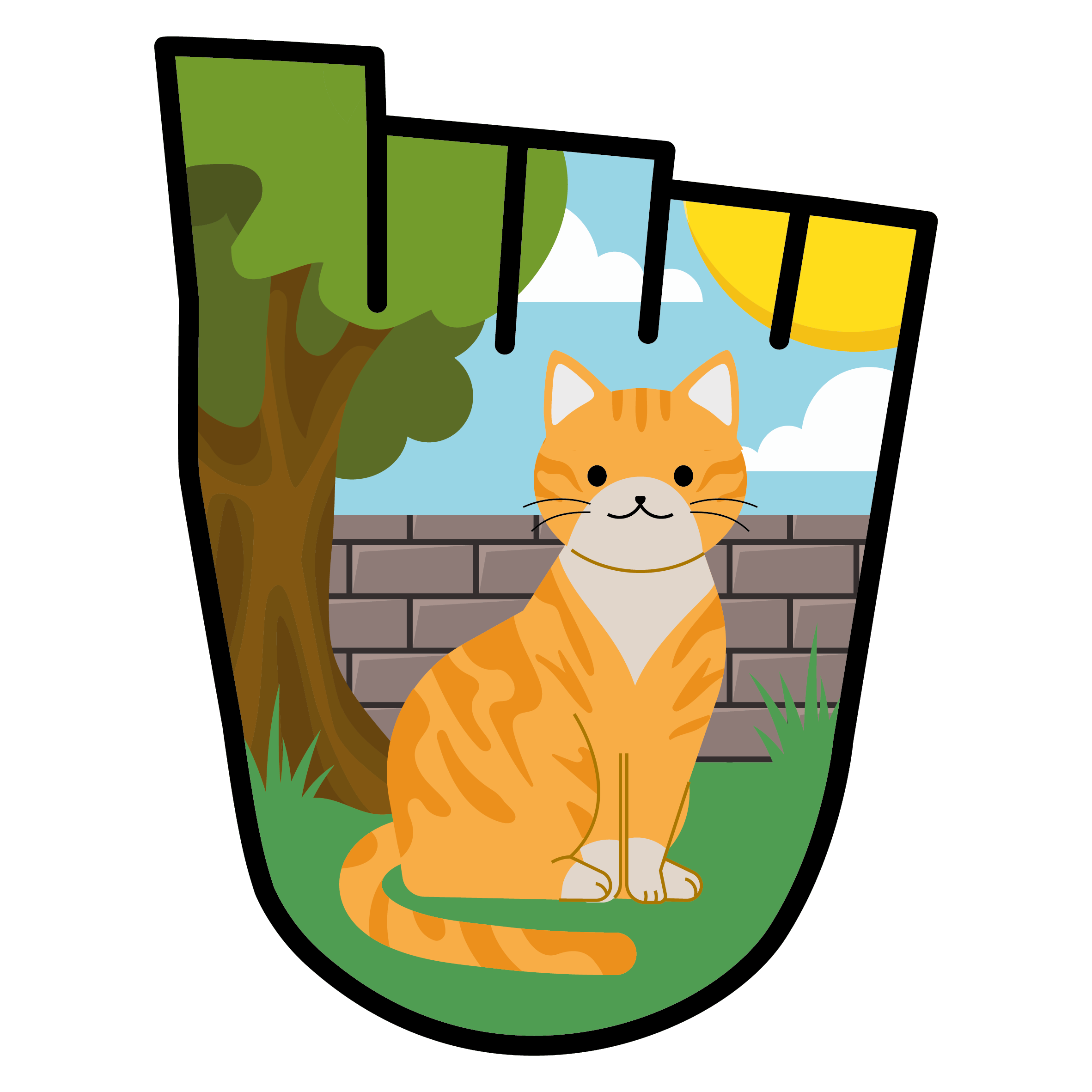 WOW Badge featuring an orange cat sat outside
