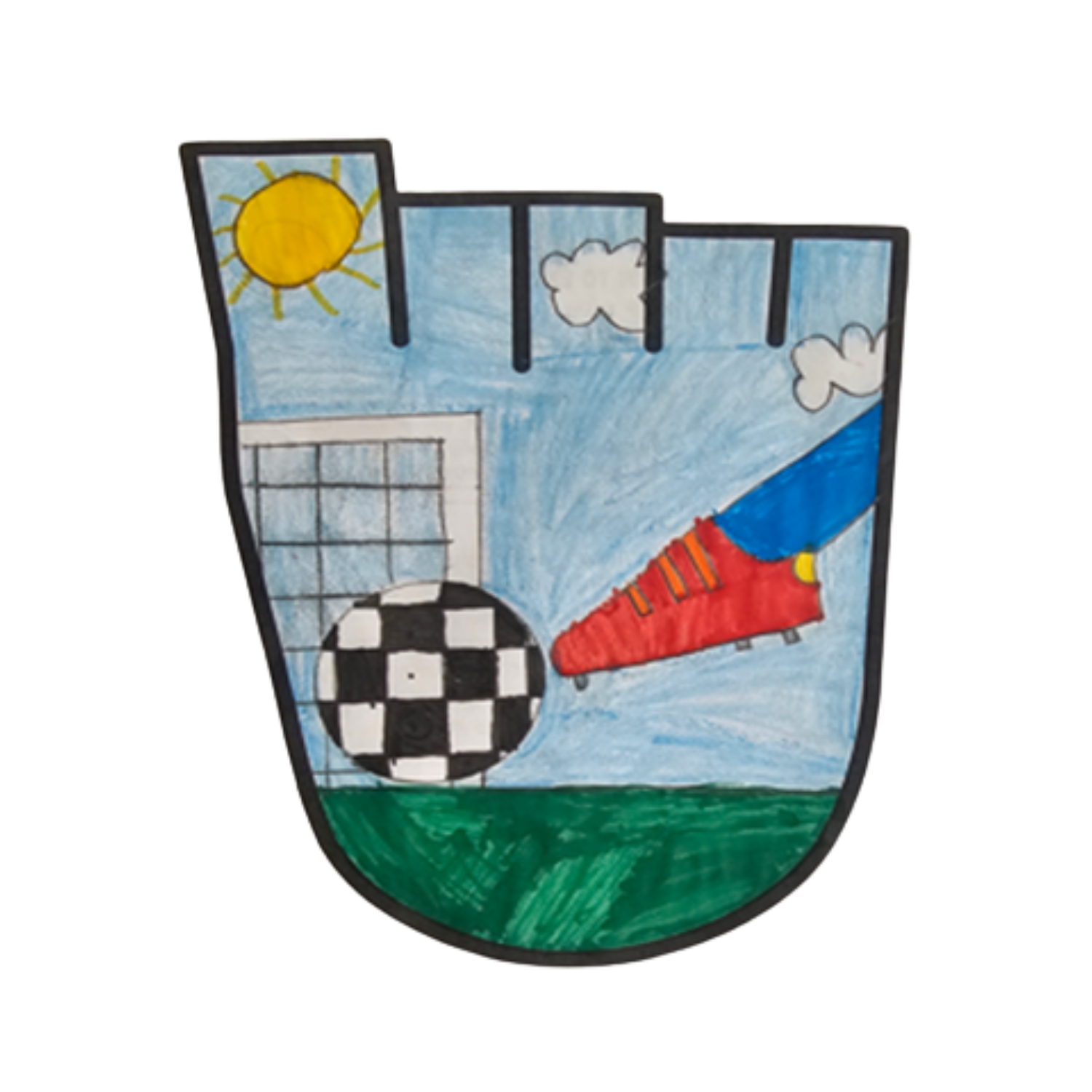 A child's drawing of a football