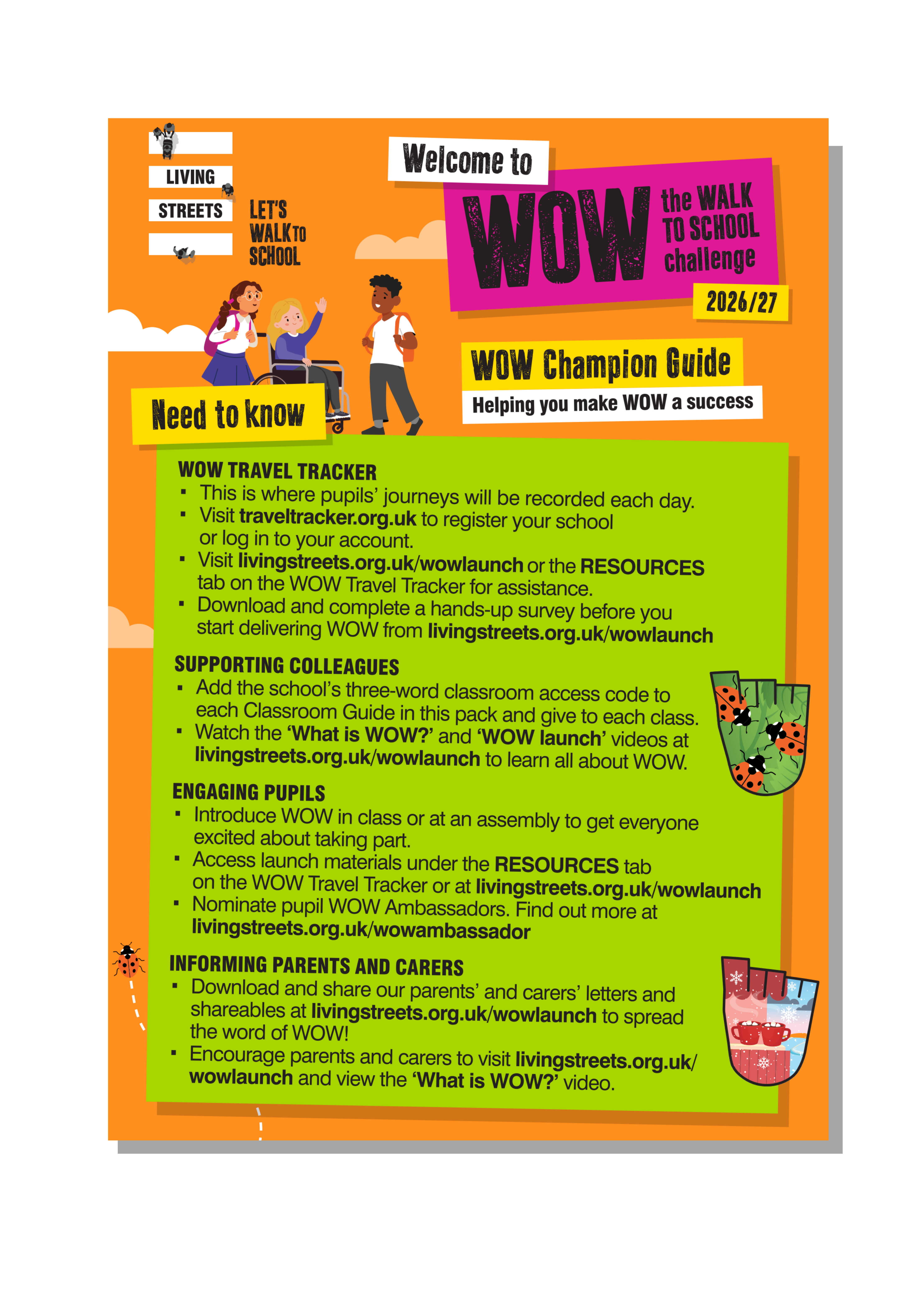 Poster with an Orange background explaining WOW