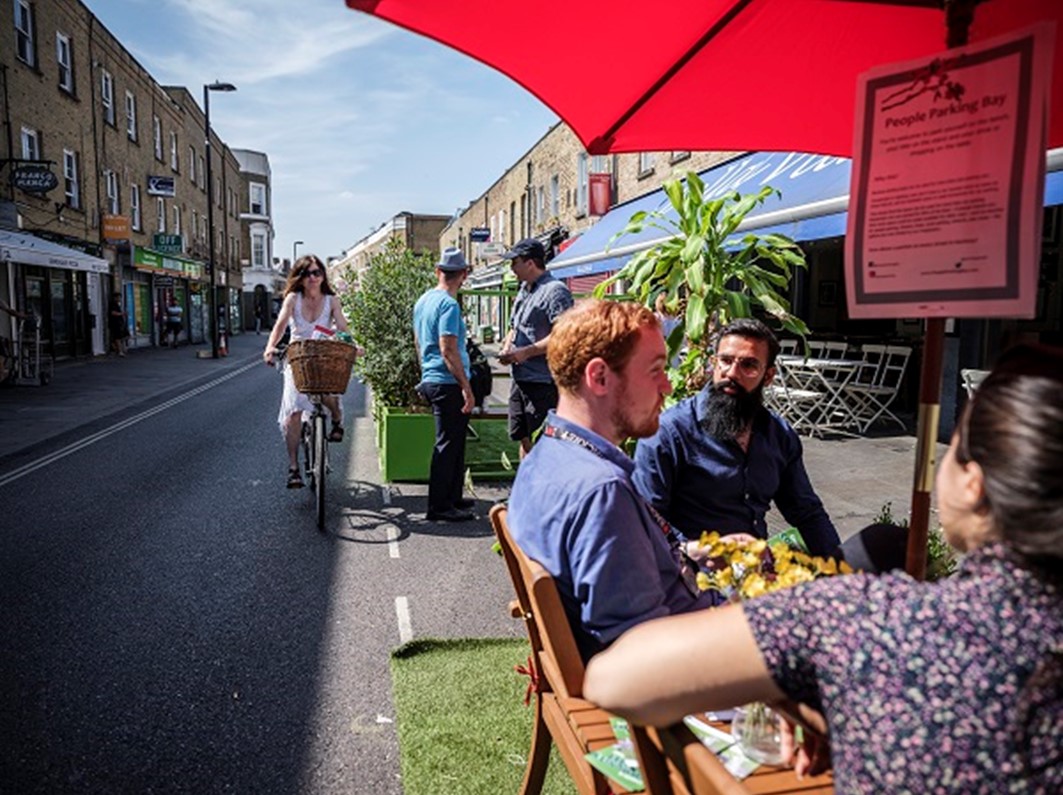 A parklet in Hackney