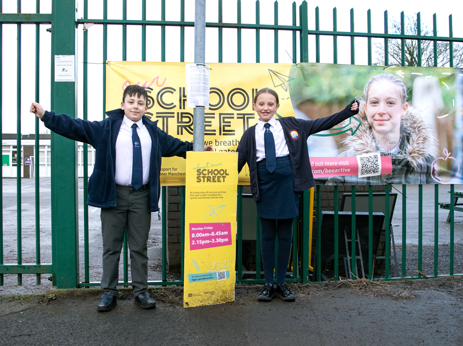 Two pupils outside a School Street