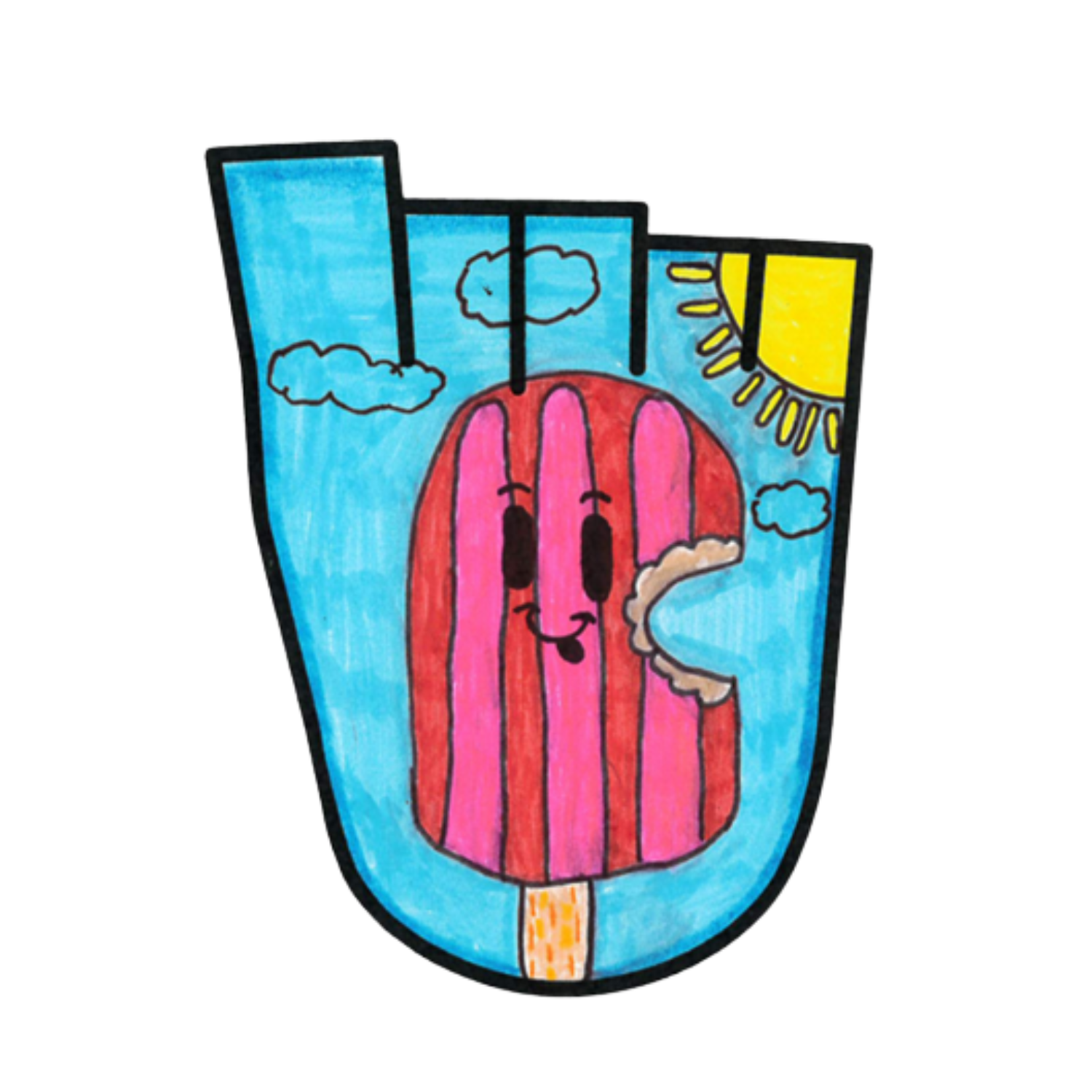 A child's drawing of an ice lolly