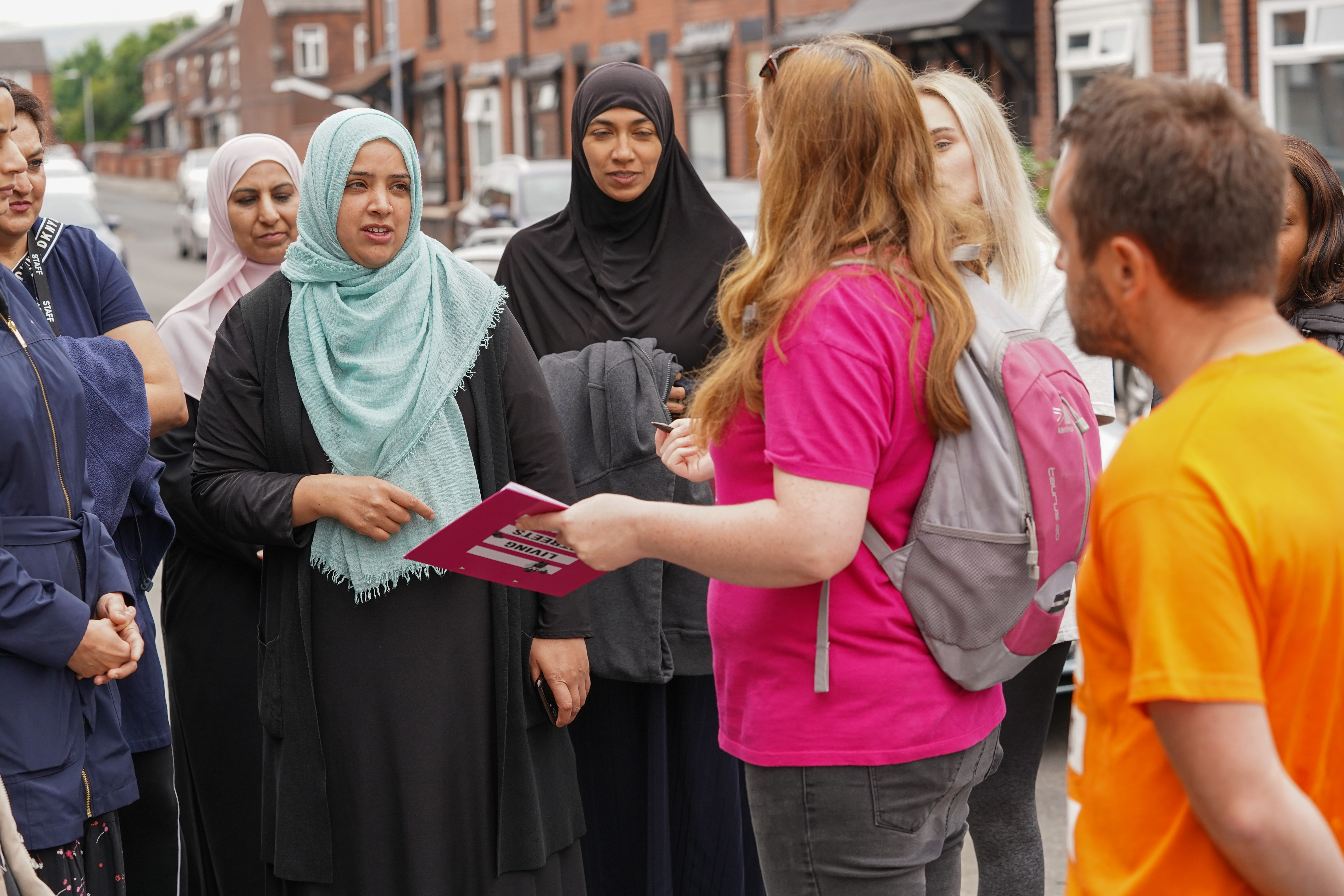 A group of people on a street