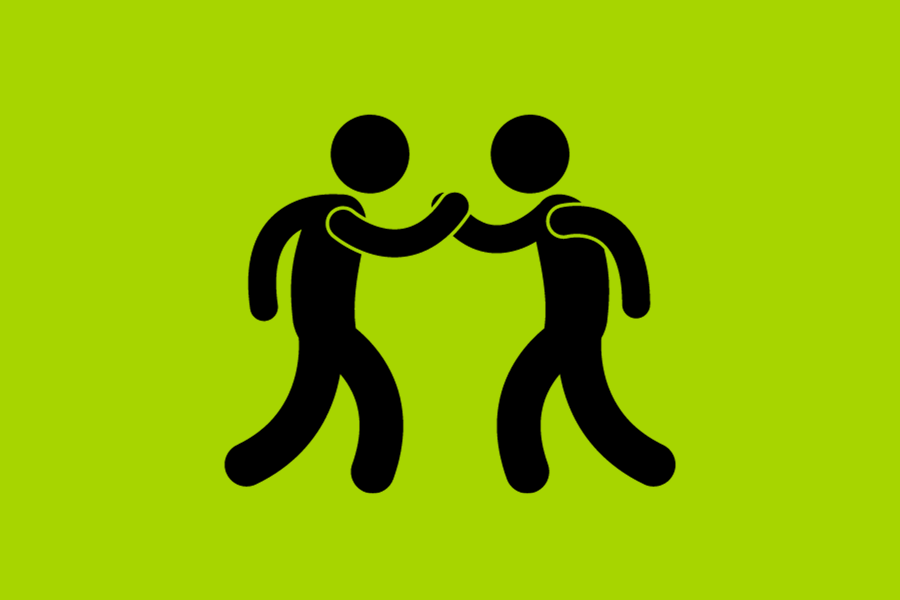 a graphic of two people shaking hands