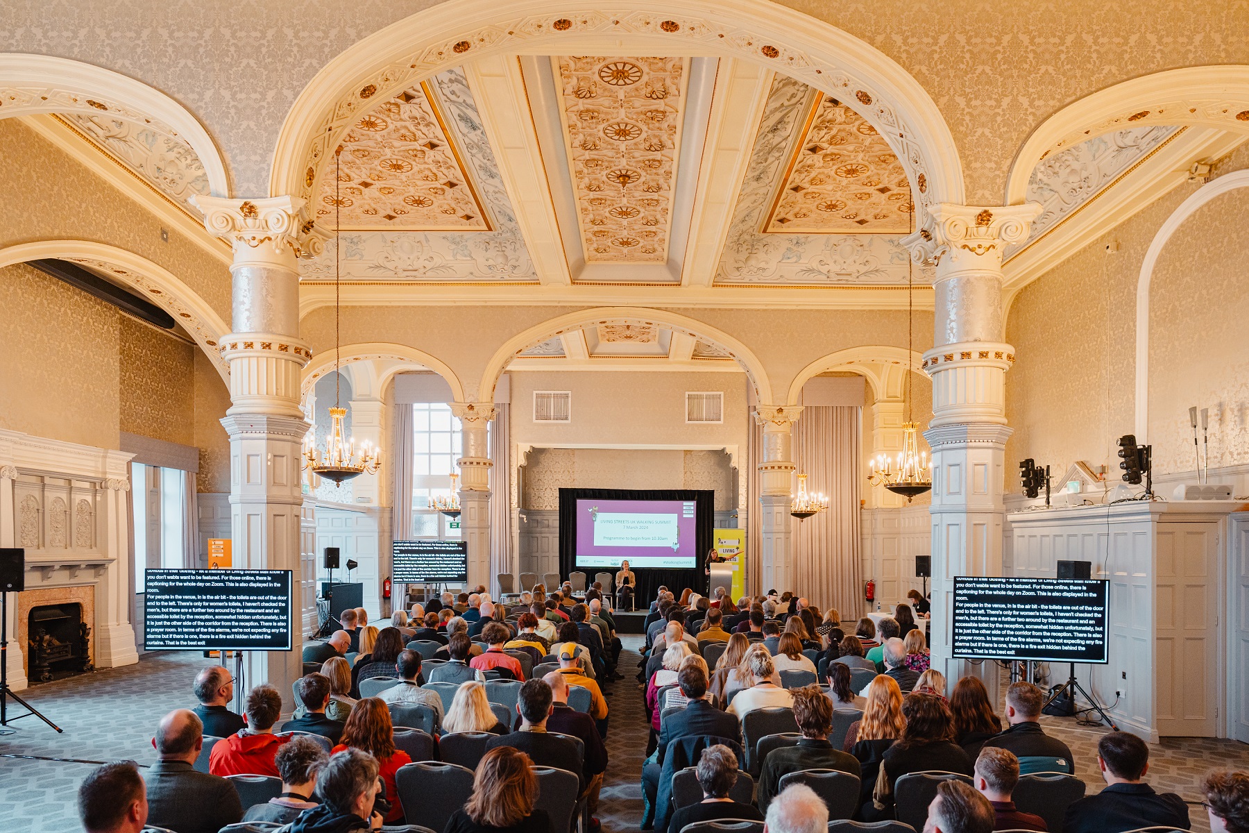 A photo of a room full of people at the 2024 UK walking summit