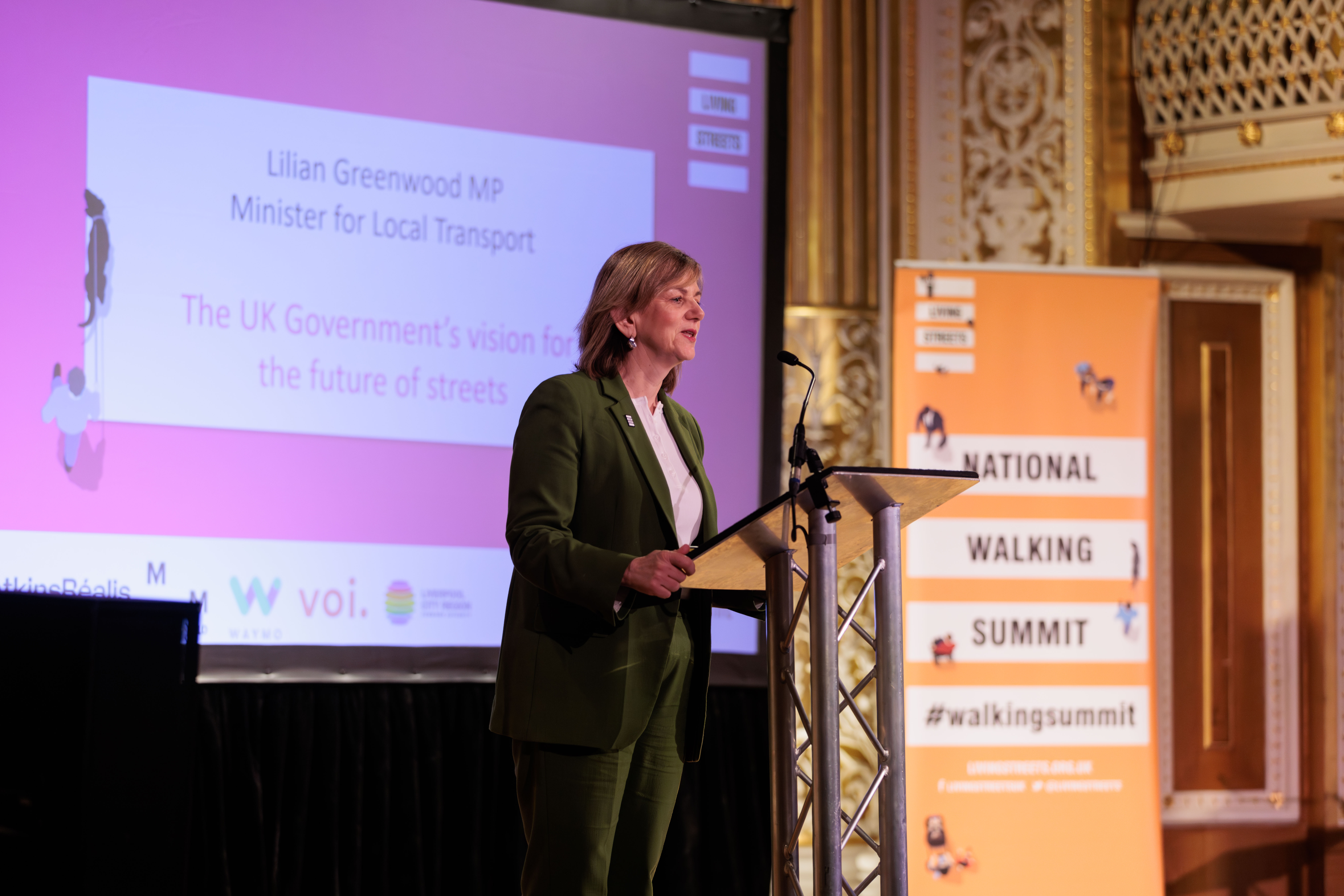 Lilian Greenwood MP on stage at the Summit
