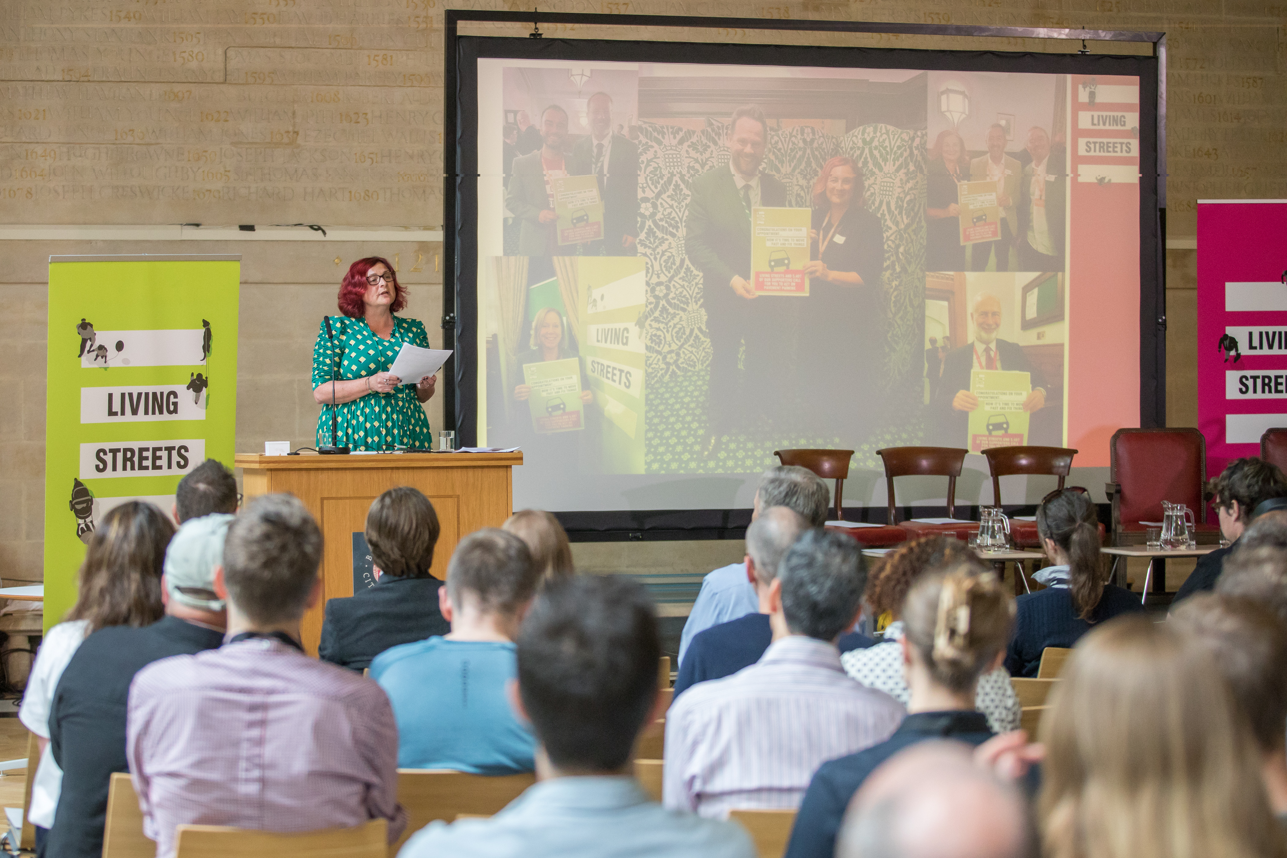 Catherine Woodhead address a room of people at the UK Walking Summit