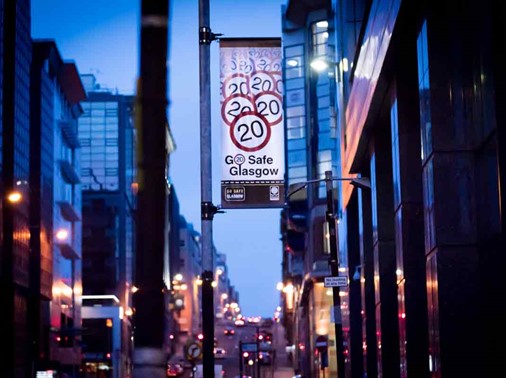 20mph speed limit signs in Glasgow