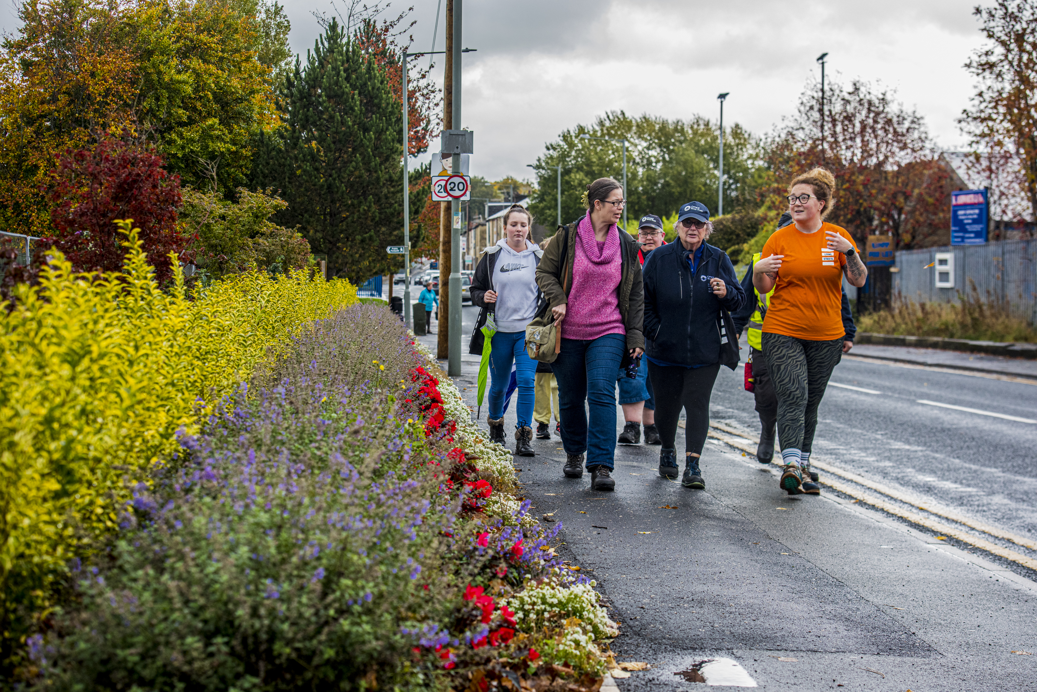 An image of a group of people on a walk