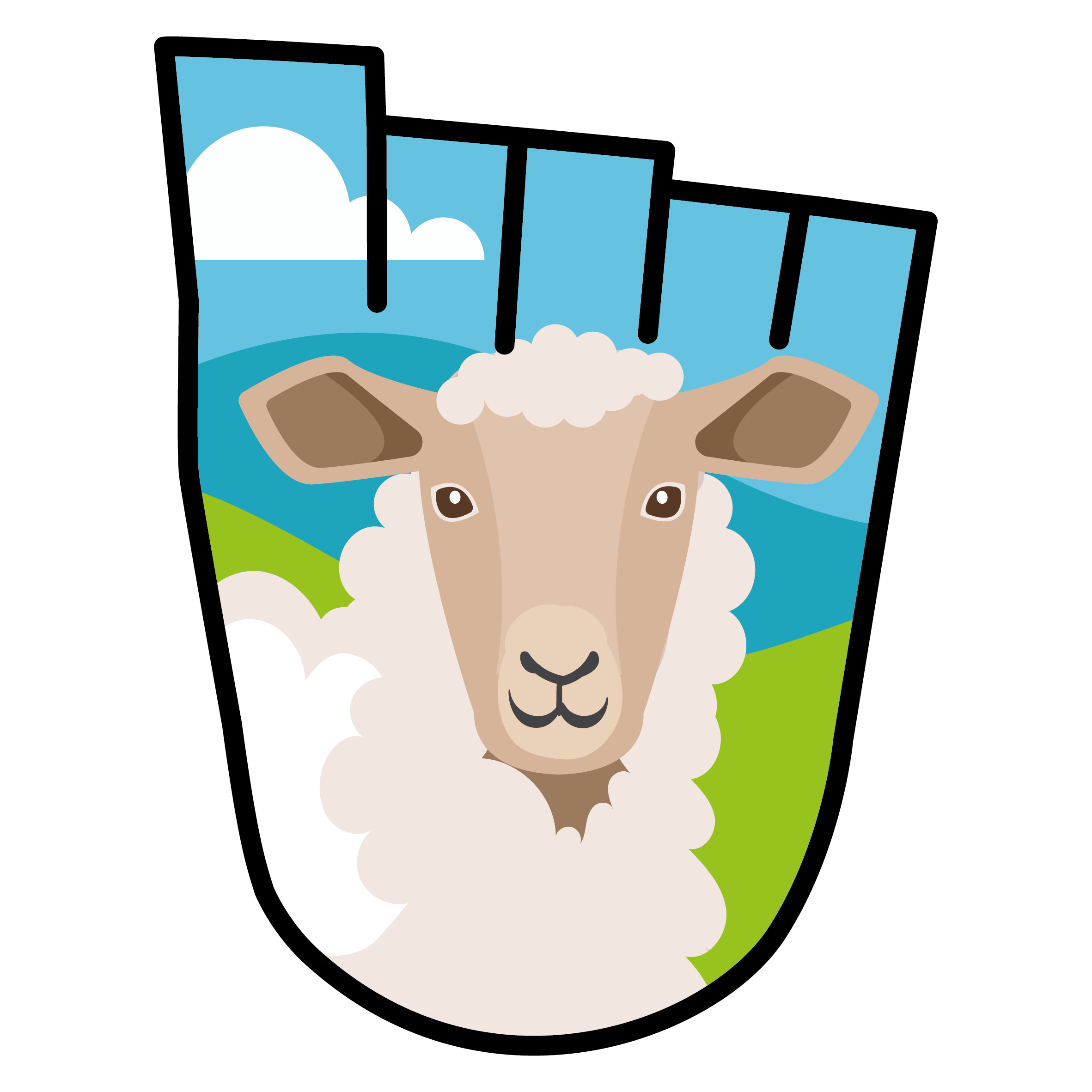 WOW Badge featuring a sheep in a field